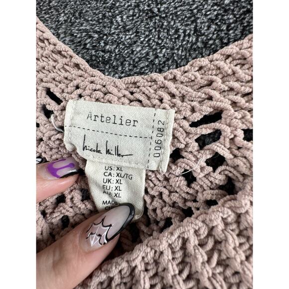 Artelier by Nicole Miller Women’s XL Mauve Open Knit Cropped Sweater - Picture 3 of 3